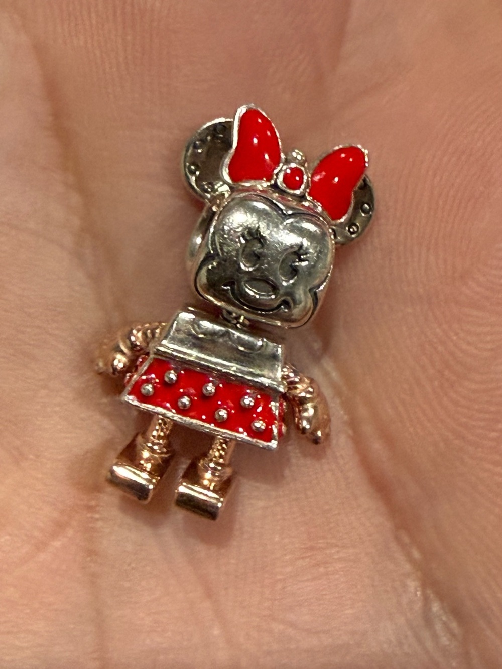 Authentic Pandora Minnie Mouse Dangle Charm S925 ALE Red Enamel